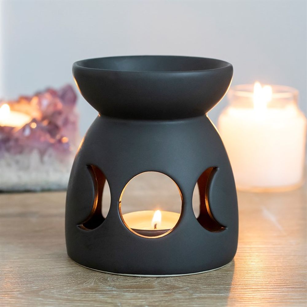 Black Triple Moon Cut Out Oil Burner - Chilo Chic