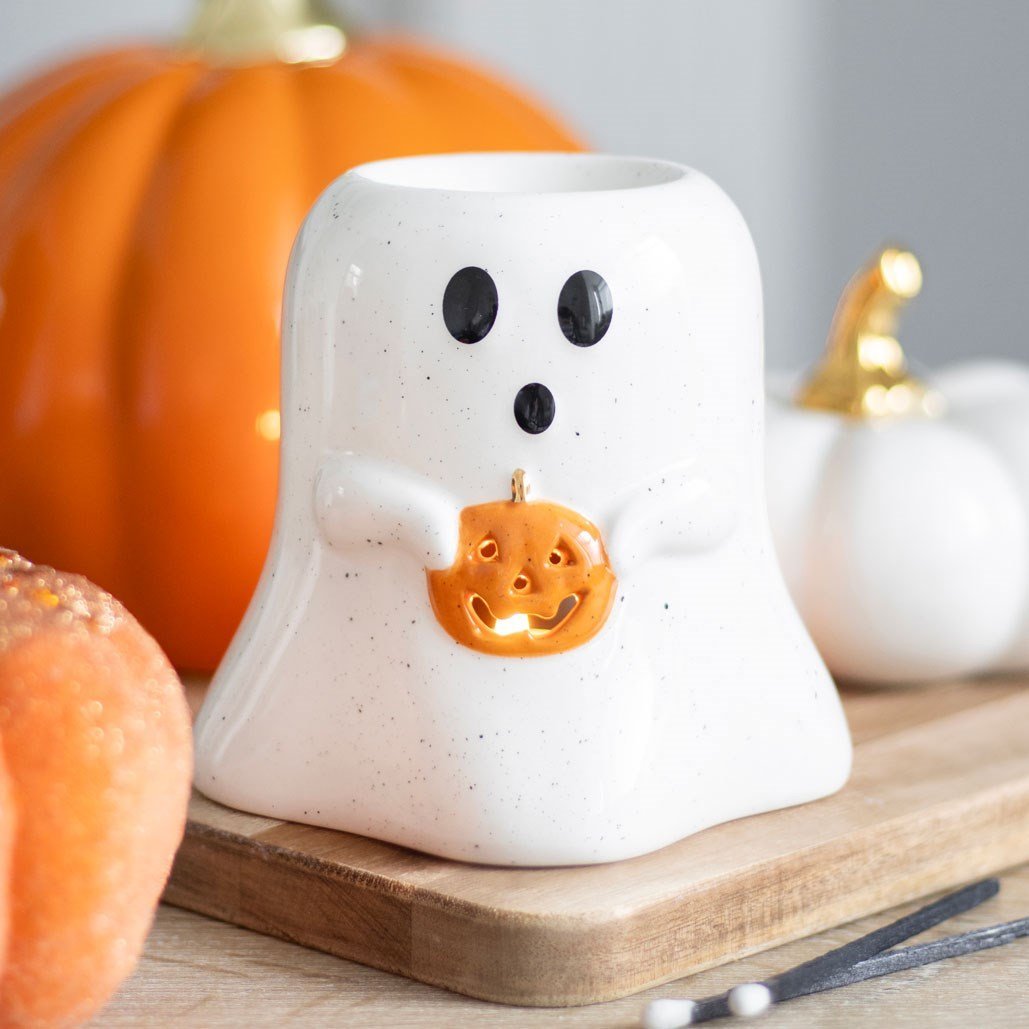 Ghost Shaped Oil Burner with Pumpkin - Chilo Chic