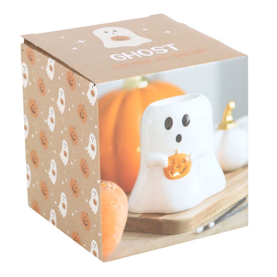 Ghost Shaped Oil Burner with Pumpkin - Chilo Chic