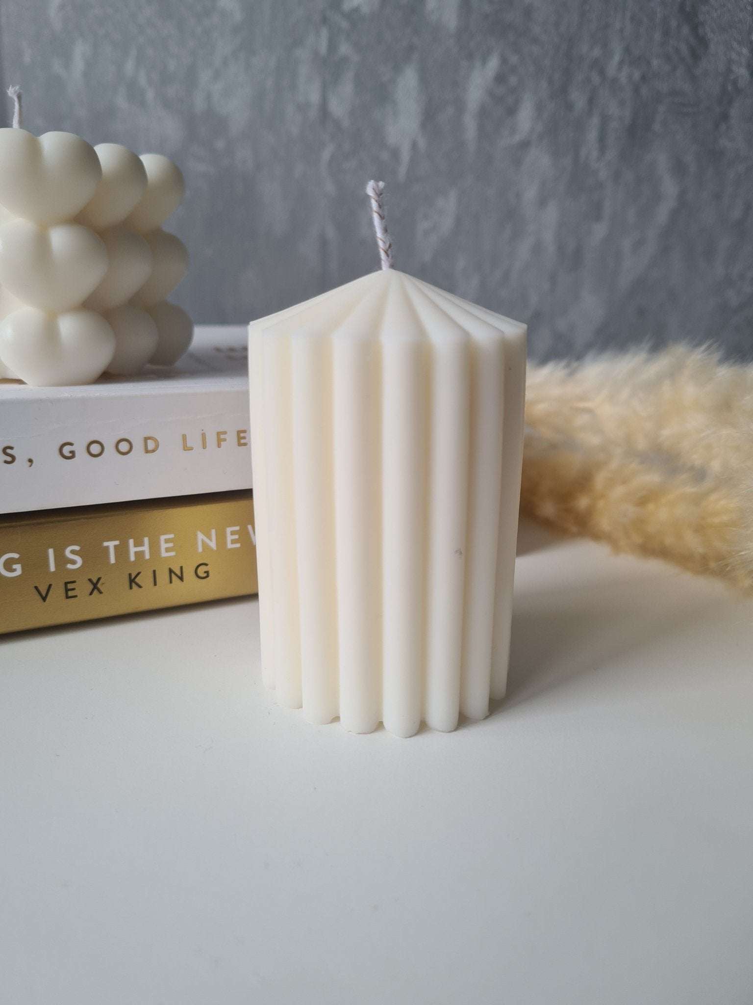 Ribbed Pillar Candle - Chilo Chic