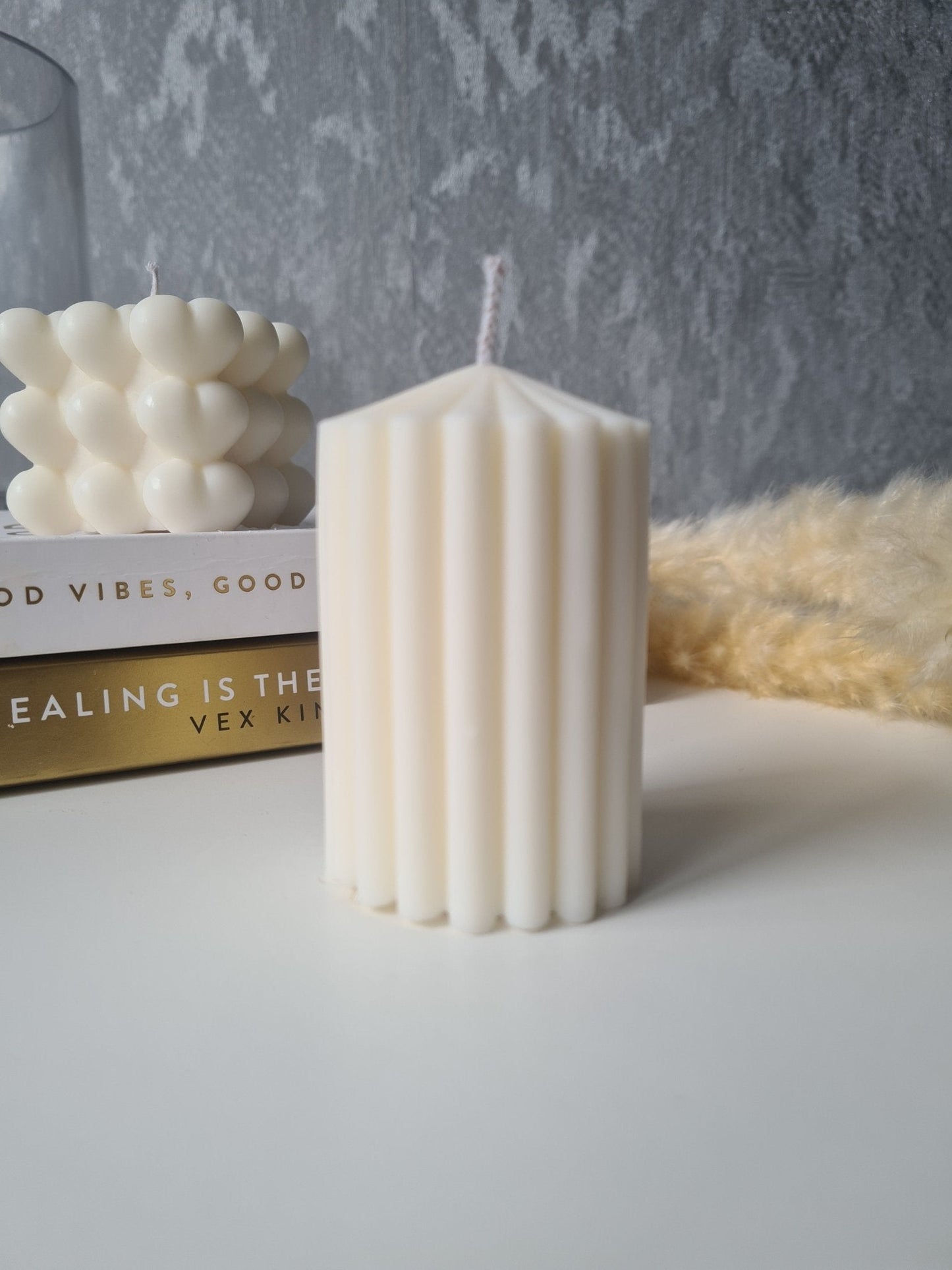 Ribbed Pillar Candle - Chilo Chic