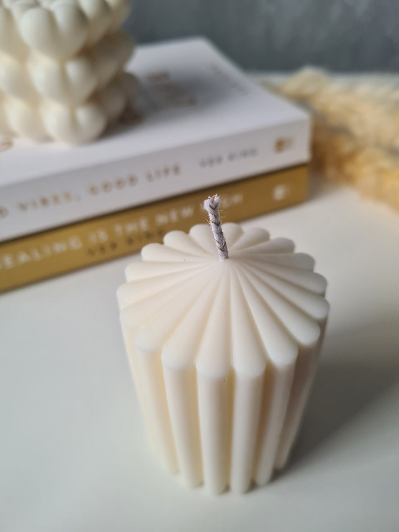 Ribbed Pillar Candle - Chilo Chic