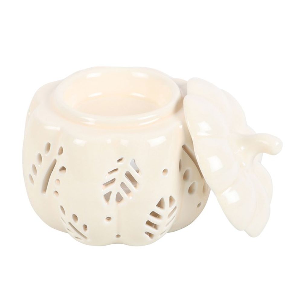 Off White Autumn Leaves Pumpkin Oil Burner - Chilo Chic