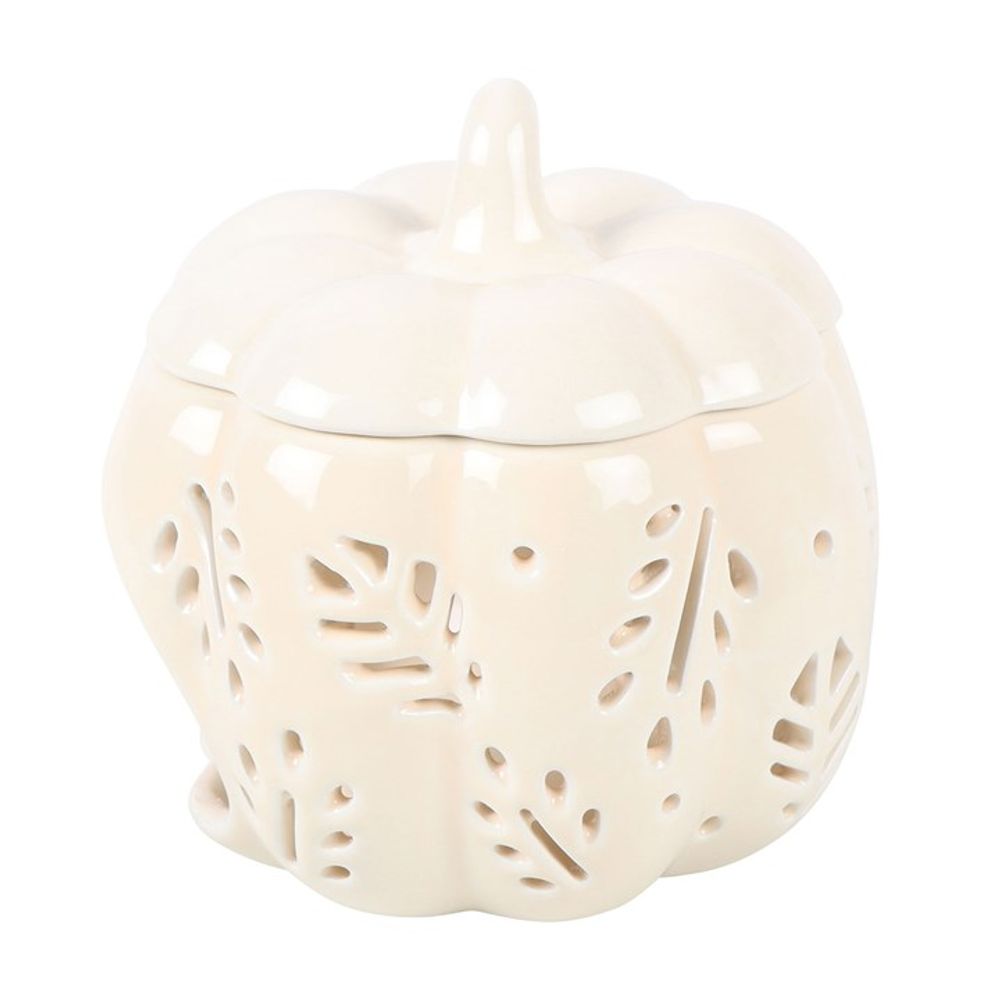 Off White Autumn Leaves Pumpkin Oil Burner - Chilo Chic