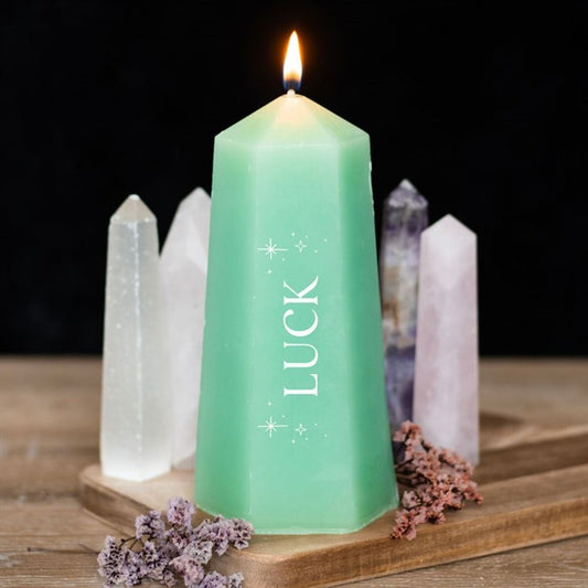 Luck Crystal Candle with Rough Green Aventurine - Chilo Chic