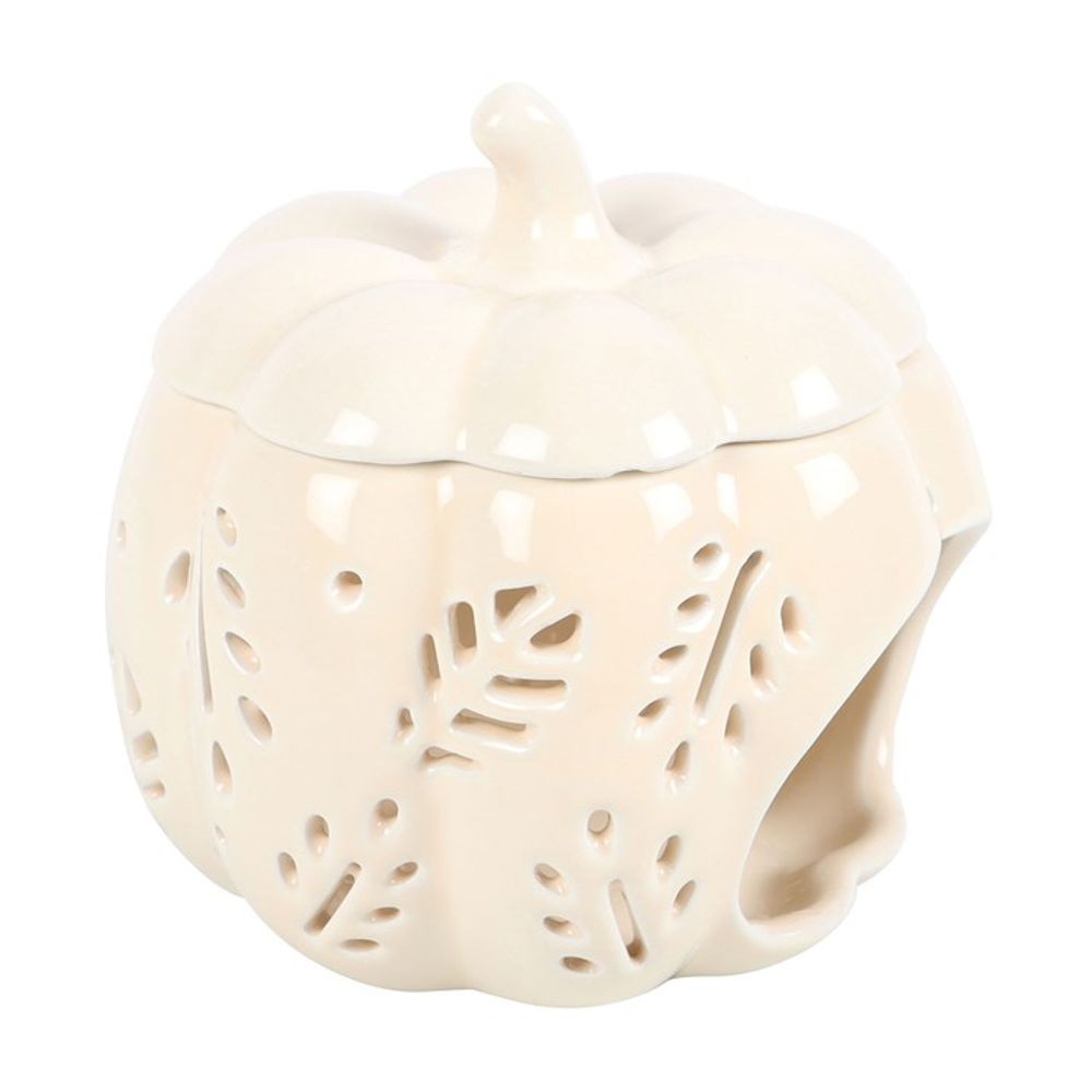 Off White Autumn Leaves Pumpkin Oil Burner - Chilo Chic