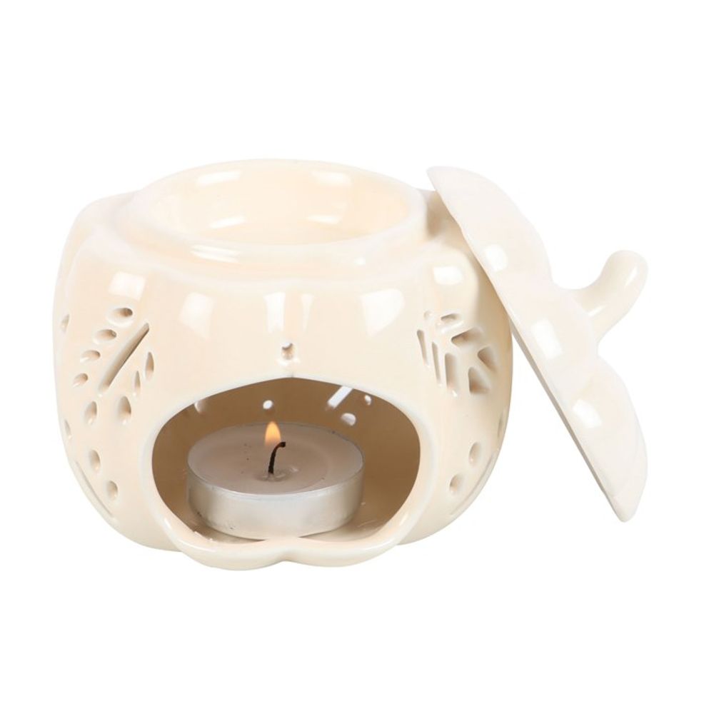 Off White Autumn Leaves Pumpkin Oil Burner - Chilo Chic