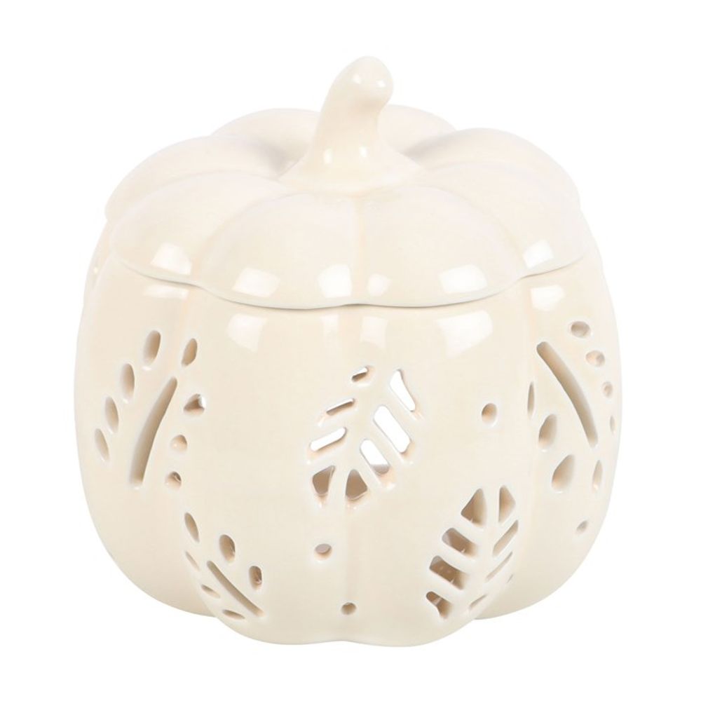 Off White Autumn Leaves Pumpkin Oil Burner - Chilo Chic