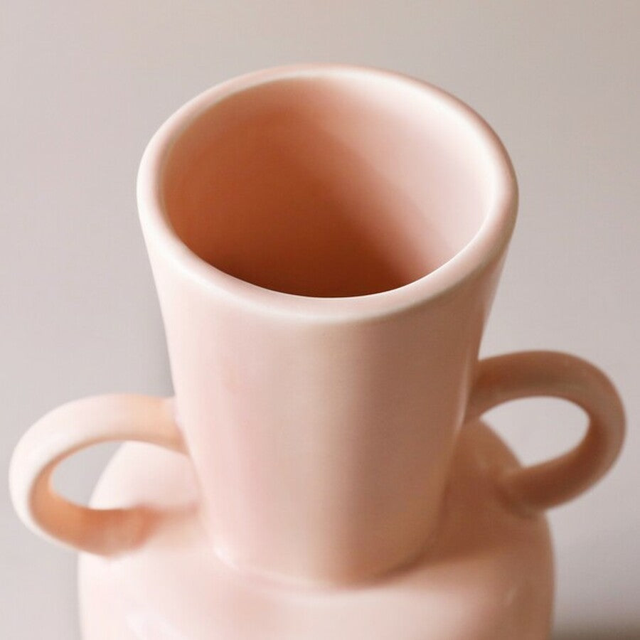 Pink Ceramic Vase with Handles